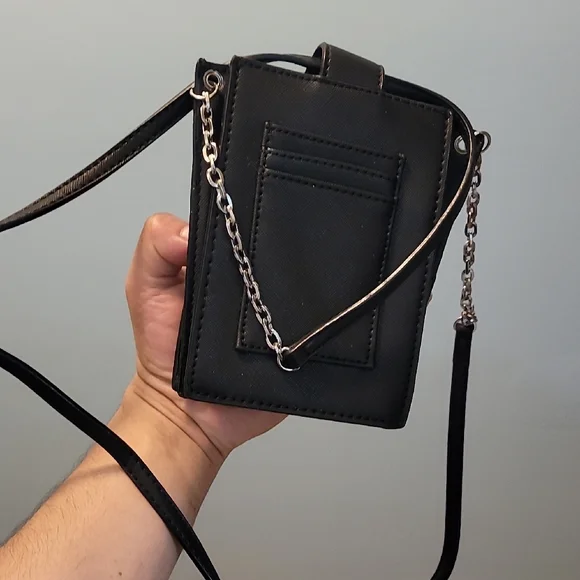 Nine West Black Crossbody Phone Pouch with Chain Strap - Picture 2 of 6
